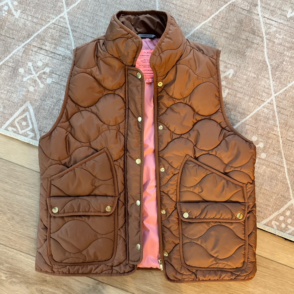 J Crew Signature Quilted Vest with PrimaLoft SZ X-LARGE Glazed Pecan